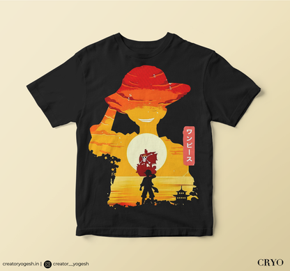 Luffy With Sunset unisex Regular Fit Short Sleeve T Shirt